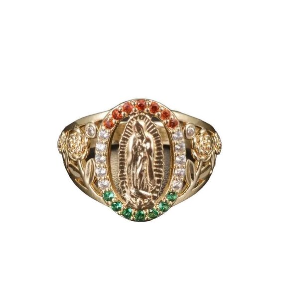 Lady of Guadalupe Virgin Mary With Round Cut Cubic Zirconia Ring size 9 - Picture 9 of 9